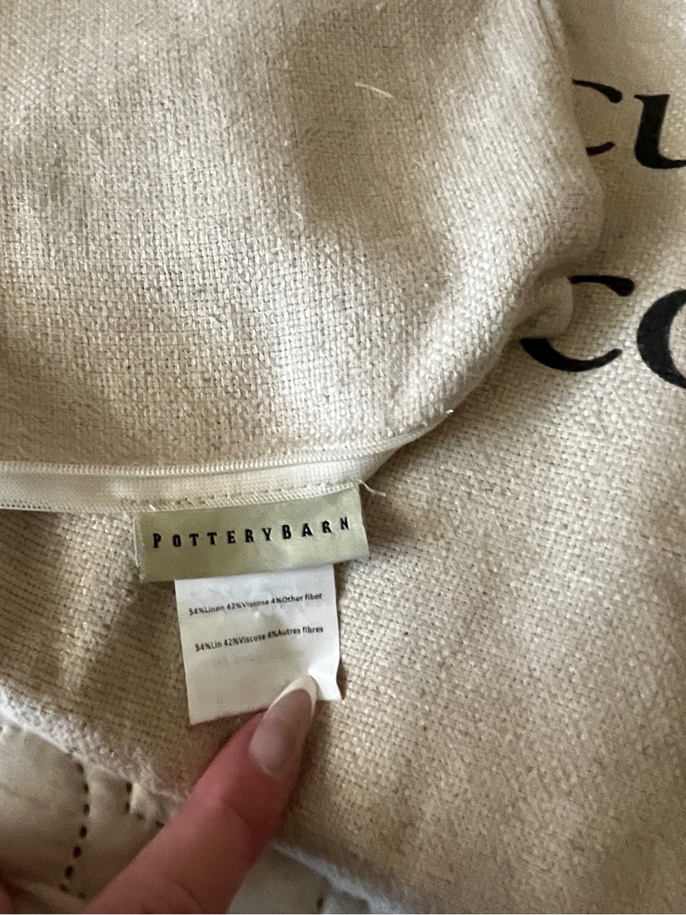 Pottery Barn Cream Accent Pillow with Black Text “Serendipity……” - Picture 4 of 12